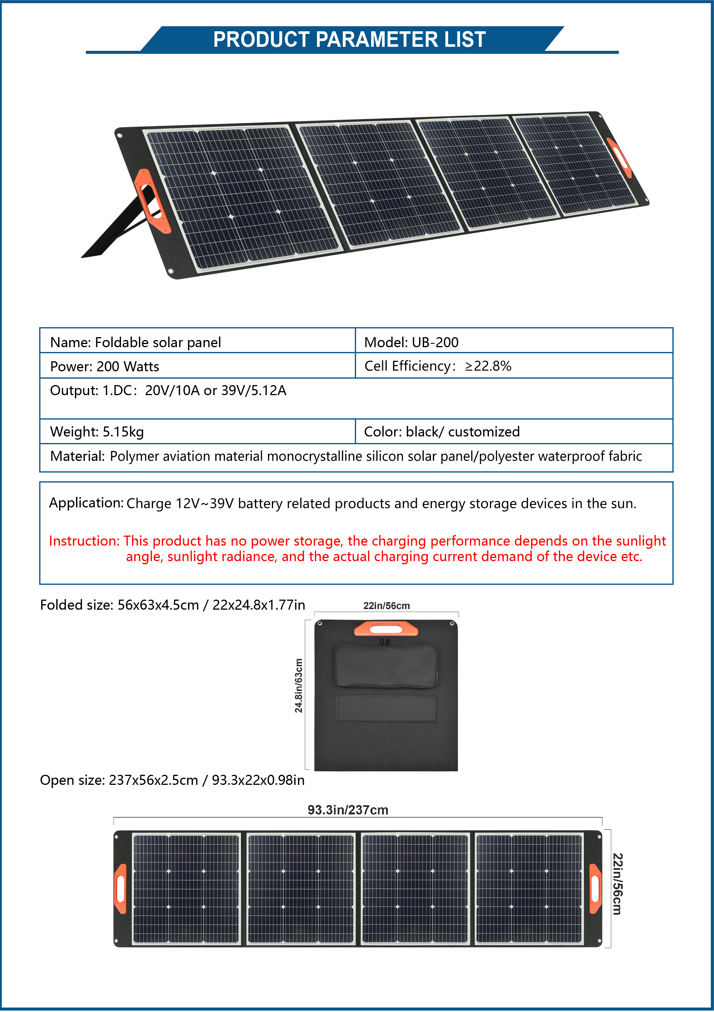 Panel solar plegable