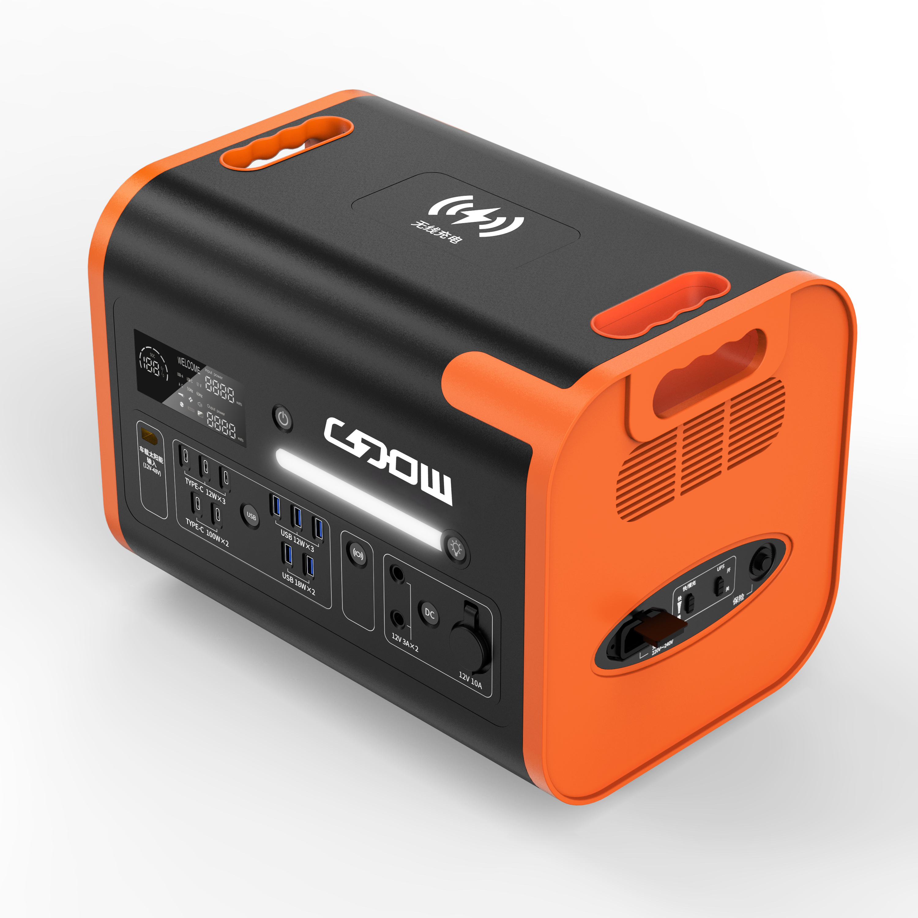 Central eléctrica portátil solar para acampar al aire libre de 2200W/RV