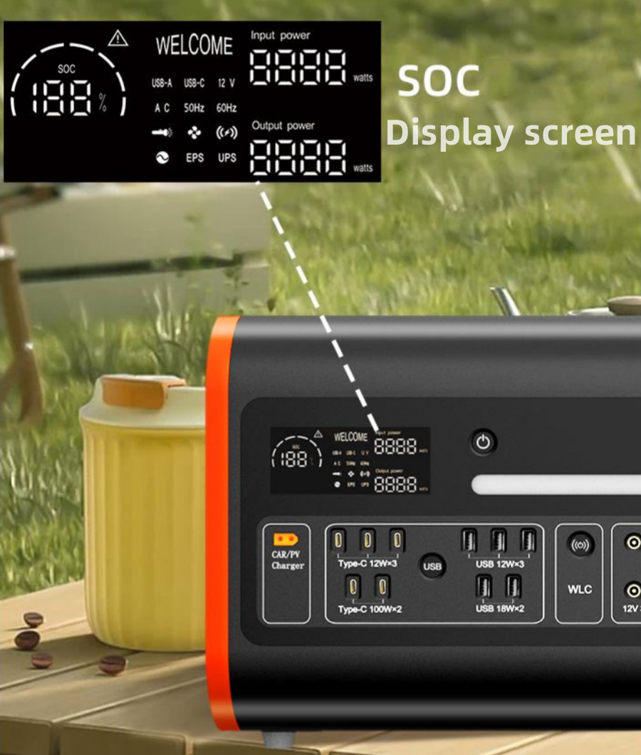 Inversor de emergencia para acampada, generador de energía móvil de emergencia, entrada Solar, estación de energía de 2200W, para exteriores, RV, Camping